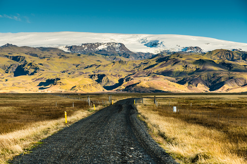 Country Road Thru Icelandic Landscape.