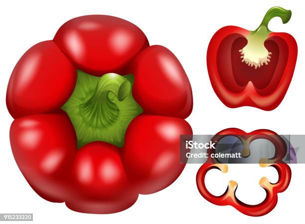 Fresh Capsicum With Different Cuts Stock Illustration - Download Image Now - Art, Bell Pepper, Clip - Office Supply