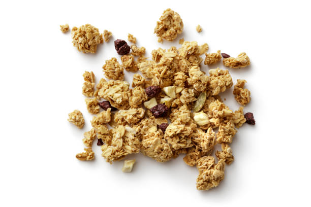 Breakfast Ingredients: Granola Isolated on White Background