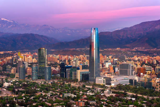 Santiago de Chile with the Andes mountain range in the back Panoramic view of Santiago de Chile with the Andes mountain range in the back sanhattan stock pictures, royalty-free photos & images