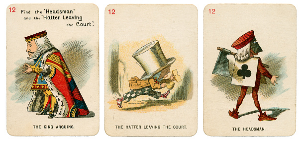 1898 Alice In Wonderland playing cards. This is Set 12 from a deck of 19th century playing cards \