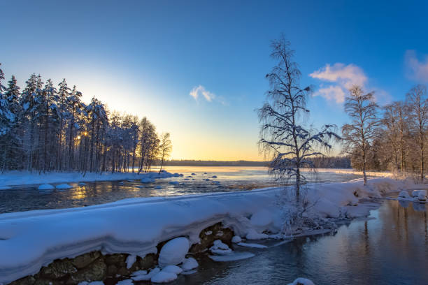 istock Winter landscape from Pajakka river. Kuhmo, Finland. 915255198