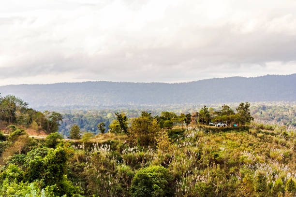 istock Camping on the hill with clouds sky background. 915256216