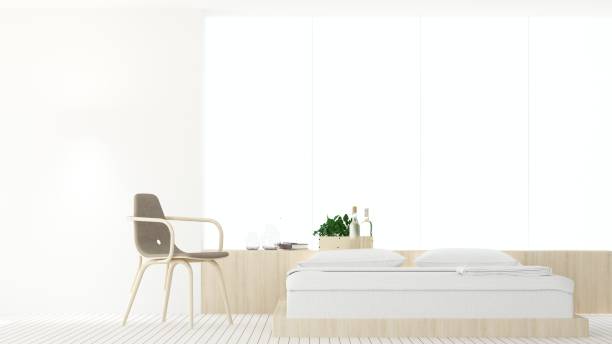 istock Bedroom space in condominium  and background white decoration - 3d rendering 915256316