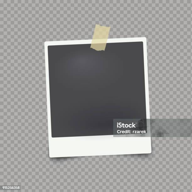 Vector Mock Up Photo Frame On Transparent Background With Adhesive Tape Stock Illustration - Download Image Now