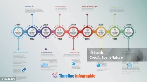 Modern Timeline Infographic With 9 Steps Circle Vector Illustration Stock Illustration - Download Image Now