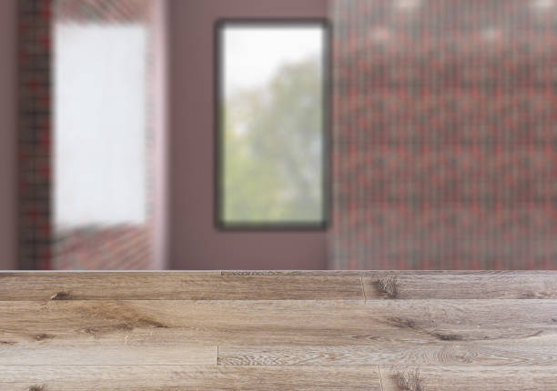 istock Background with empty wooden table. Flooring. Modern bathroom 915264608