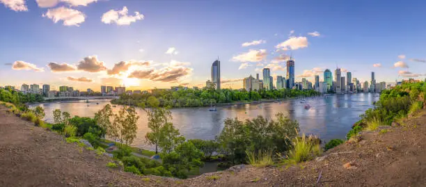Panoramic view of Brisbane City from the Kangaroo Point Cliffs