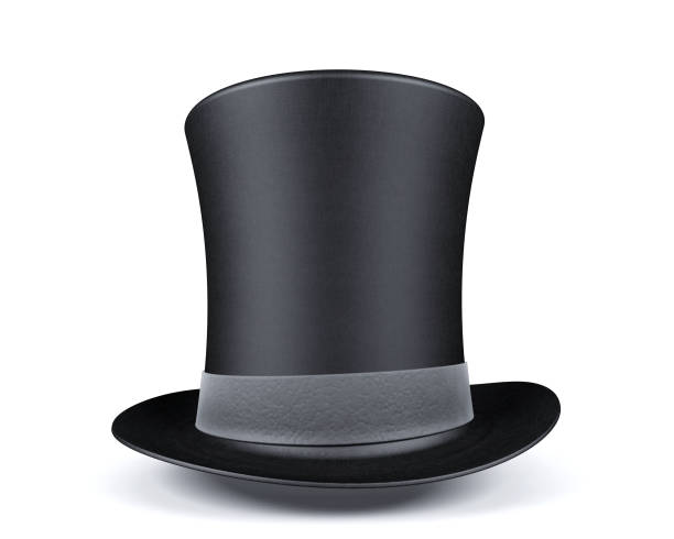 istock Black top hat with leather grey ribbon 915267702