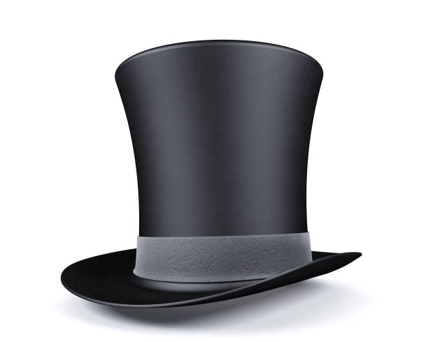istock Black top hat with leather grey ribbon 915267736
