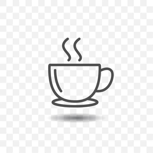 透明な背景にコーヒー カップのアイコン単純なベクトルを概説します。 - コーヒーカップ点のイラスト素材／クリップアート素材／マンガ素材／アイコン素材