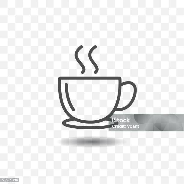Outlined Coffee Cup Icon Simple Vector On Transparent Background Stock Illustration - Download Image Now