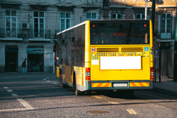 istock City bus with blank billboard 915271646