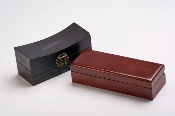 istock Vintage luxury wooden box with gold lock and handle 915275932