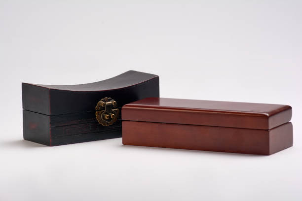istock Vintage luxury wooden box with gold lock and handle 915276056