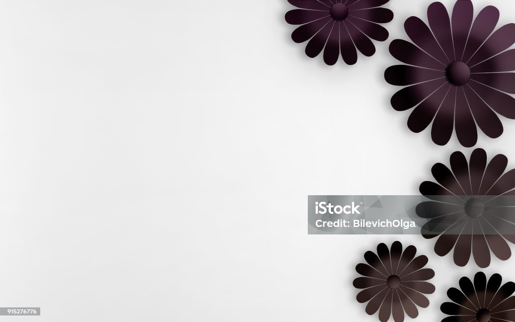 Flores Oscuras Sobre Fondo Blanco Elementos De Diseño Floral 3d Render Foto  de stock y más banco de imágenes de Abstracto - iStock