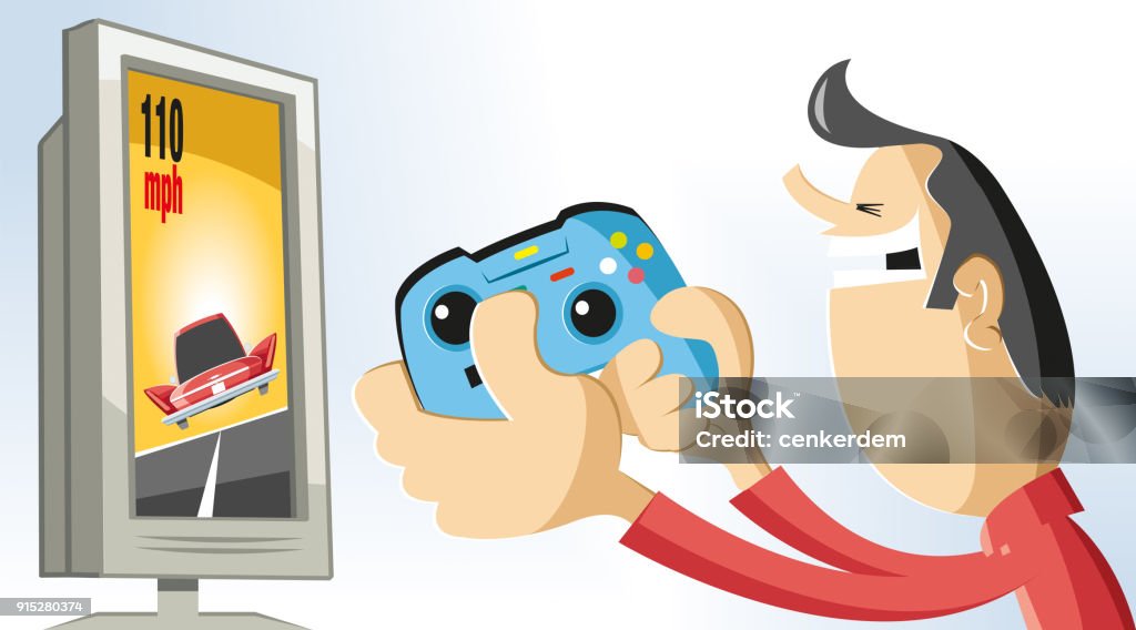 Crazy gamer boy (vector) Worked by adobe illustrator Arcade stock vector