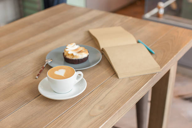 A table setting on the counter at a coffee house. Barista, cafe, making coffee, preparation and service concept. . The hipster stile