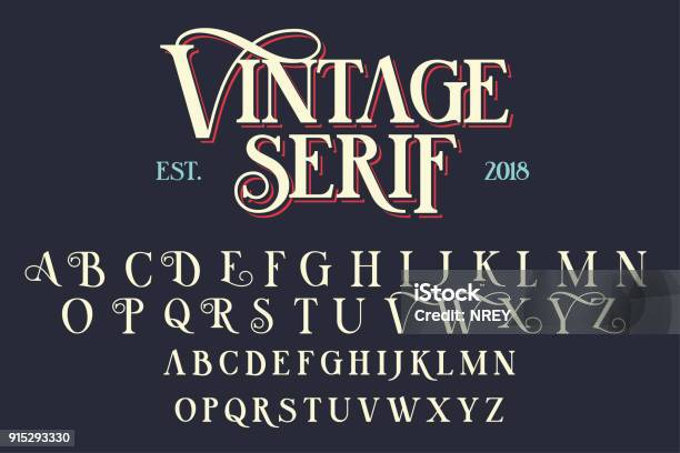 Vintage Serif Lettering Font Stock Illustration - Download Image Now - Typescript, Retro Style, Elegance