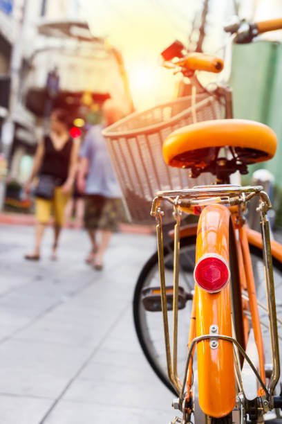 Bicycle in the city with sunlight