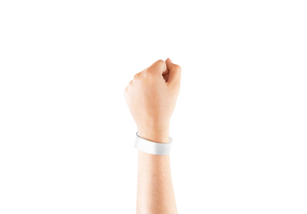 istock Blank white chroma luxe bracelet mockup on hand, isolated 915297258