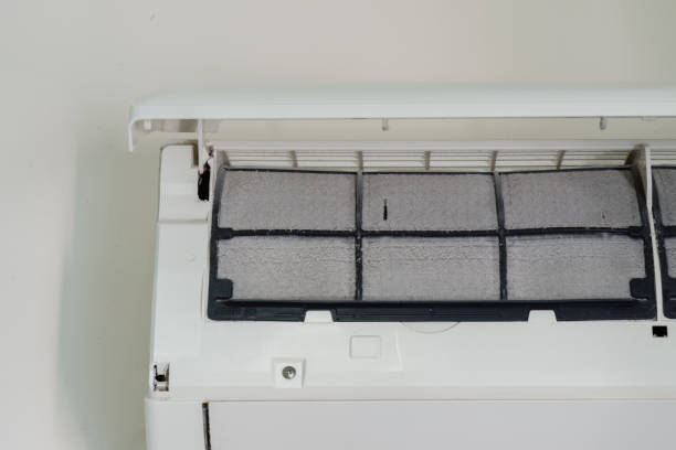 istock Soft focus of dust on dirty air conditioner filter. 915297316