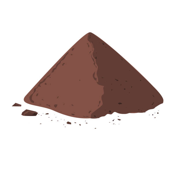 ilustraciones, imágenes clip art, dibujos animados e iconos de stock de montón de cacao en polvo. cacao aislado sobre fondo blanco. vector ilustración plana diseño - chocolate cocoa hot chocolate backgrounds