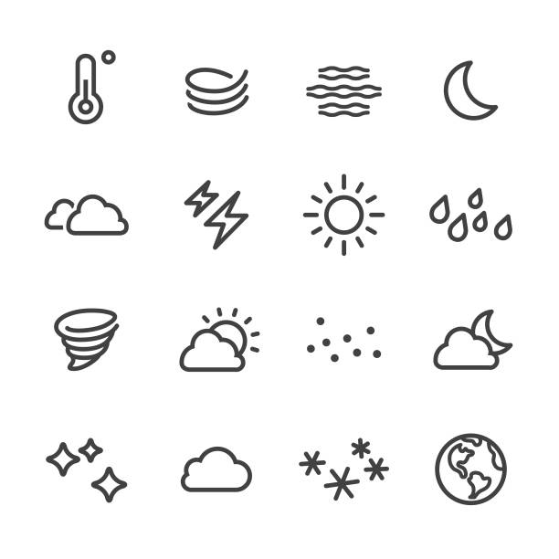 天気アイコン ・ ライン シリーズ - weather climate cyclone icon set点のイラスト素材／クリップアート素材／マンガ素材／アイコン素材
