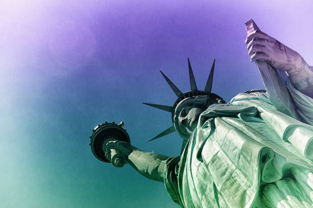Statue of Liberty Statue of Liberty two toned image. statue of liberty statue liberty new york city stock pictures, royalty-free photos & images