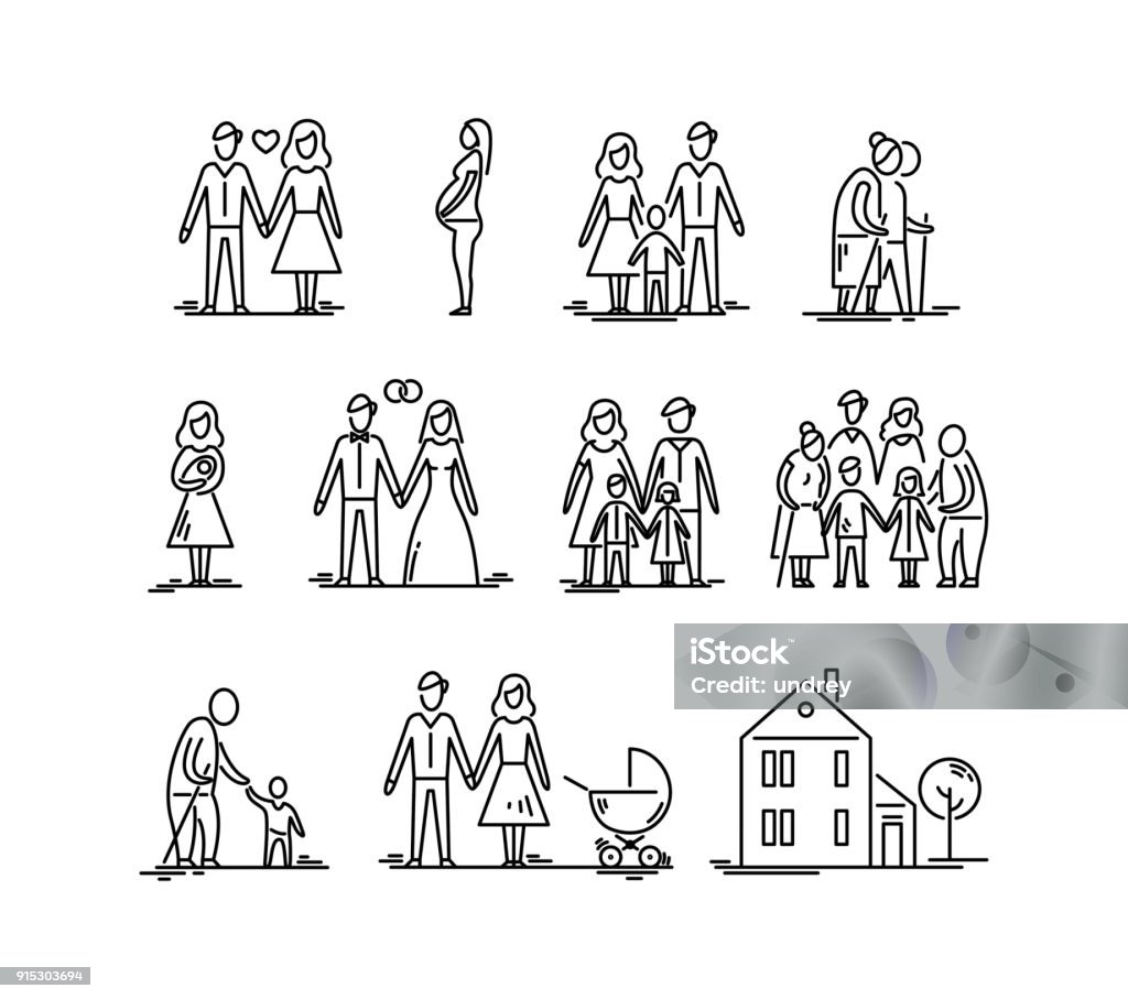 Family development stages. Parents and children. Relationship mother father kids grandfather and grandmother. Family development stages. Parents and children. Relationship mother father kids grandfather and grandmother Family stock vector