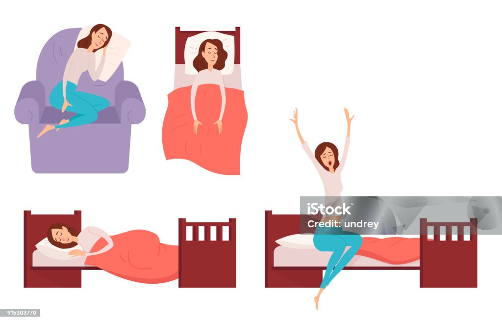 Sleeping young woman at home vector illustration Sleeping young woman at home vector illustration. Sleeping stock vector
