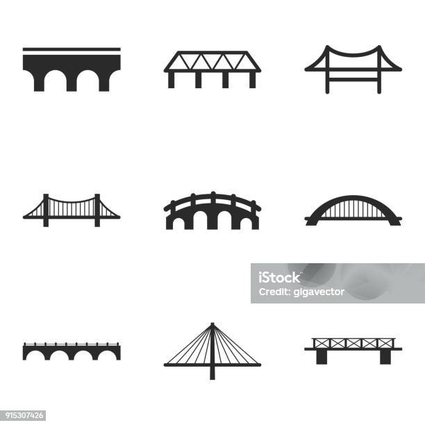 Bridge Vector Icons Stock Illustration - Download Image Now - Bridge - Built Structure, Icon Symbol, Vector