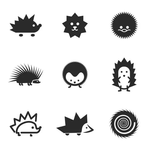 Vector illustration of Hedgehog vector icons.