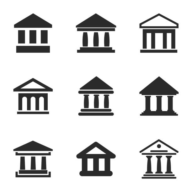 Bank vector icons. Bank vector icons. Simple illustration set of 9 bank elements, editable icons, can be used in logo, UI and web design law icons stock illustrations