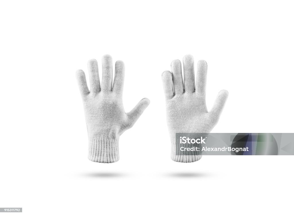 Gants hiver tricot blanc maquette set, face arrière - Photo de Paire de gants libre de droits