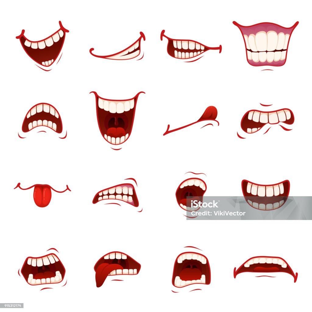 Cartoon Mouth With Teeth Stock Illustration - Download Image Now - Mouth,  Cartoon, Smiling - iStock