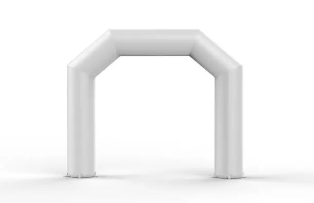 White Blank Inflatable Arch Tube or Event Entrance Gate. 3d render illustration.