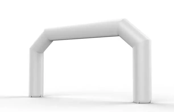 White Blank Inflatable Arch Tube or Event Entrance Gate. 3d render illustration.