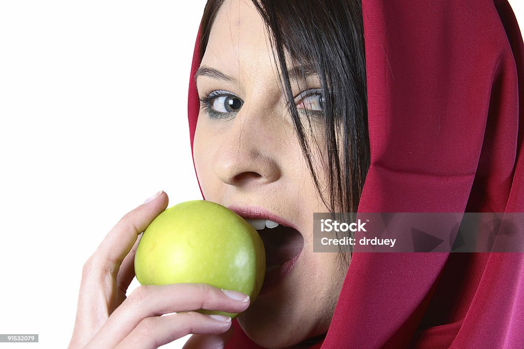 여자 식사 버처 사과나무 - 로열티 프리 가리기 스톡 사진