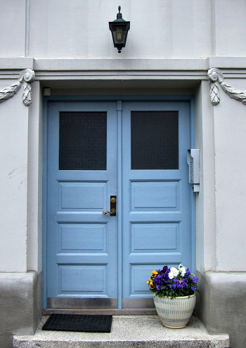 Sweden - Stockholm - little street in the old town - ancient door