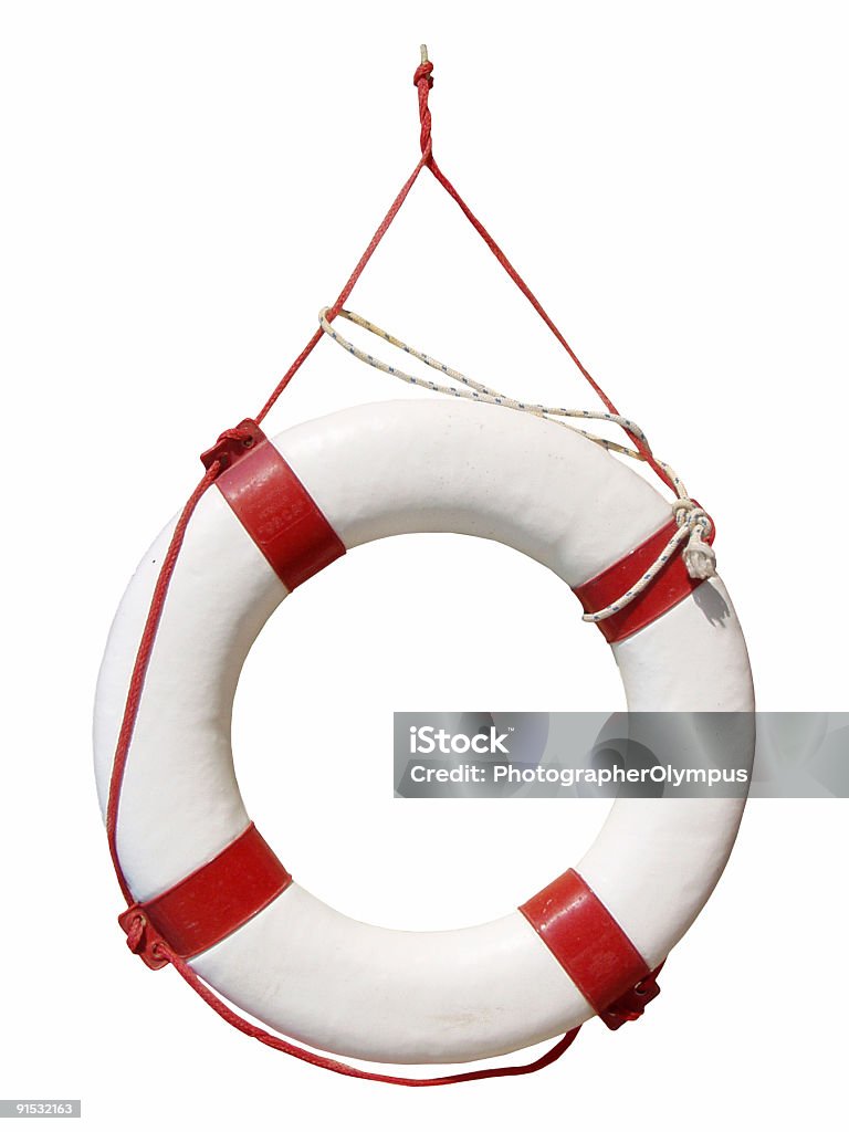 Vida buoy Aislado en blanco - Foto de stock de Cinturón salvavidas libre de derechos
