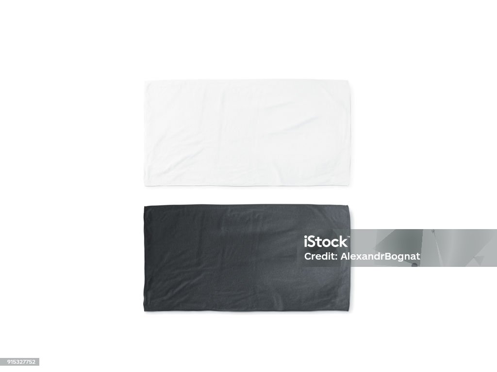 Blank black and white folded soft beach towel mockup - Royalty-free Toalha de Praia Foto de stock