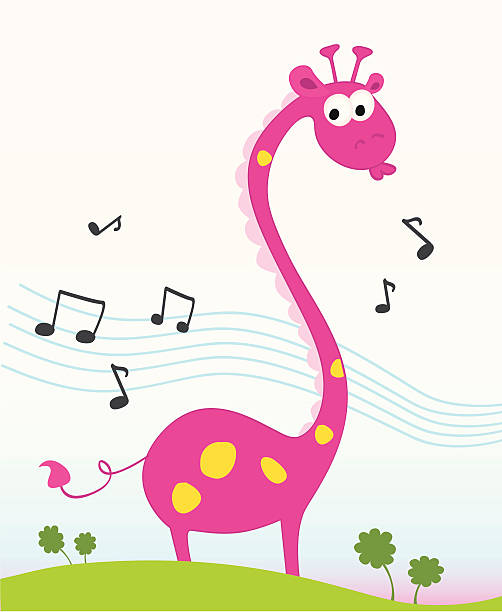 петь розовый жираф - safari animals audio stock illustrations