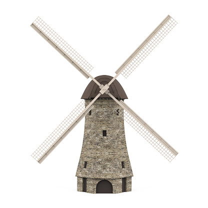 Dutch Windmill isolated on white background. 3D render
