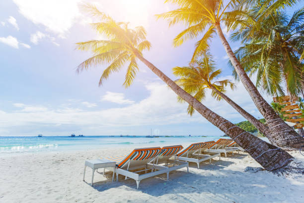 istock Tropical white sand beach in Boracay, Philippines 915332150