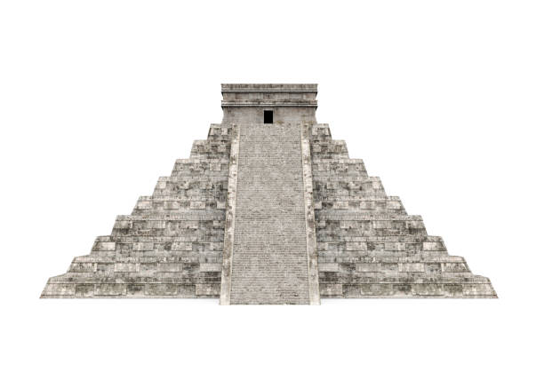maya-pyramide isoliert - tempel stock-fotos und bilder