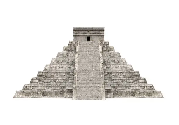 Mayan Pyramid isolated on white background. 3D render