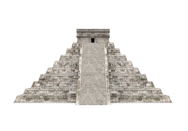 mayan pyramid isolated - mayan pyramids imagens e fotografias de stock