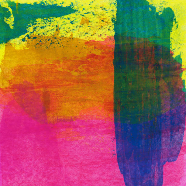 istock Grungy rough hand painted background with bright colors 915335298