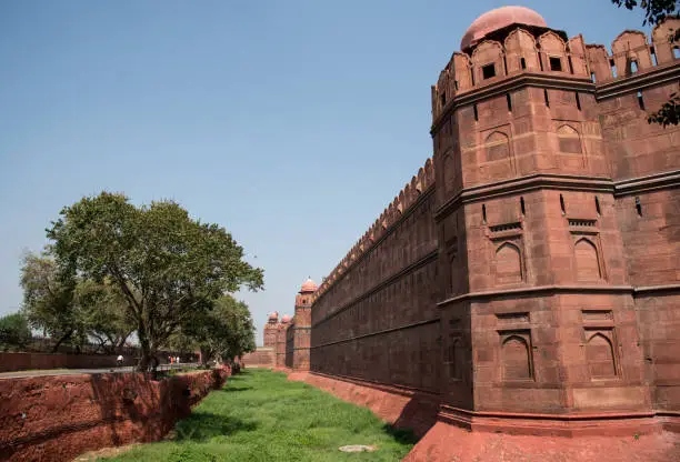 Famous landmark and picturesque Red Fort at New Delhi in India